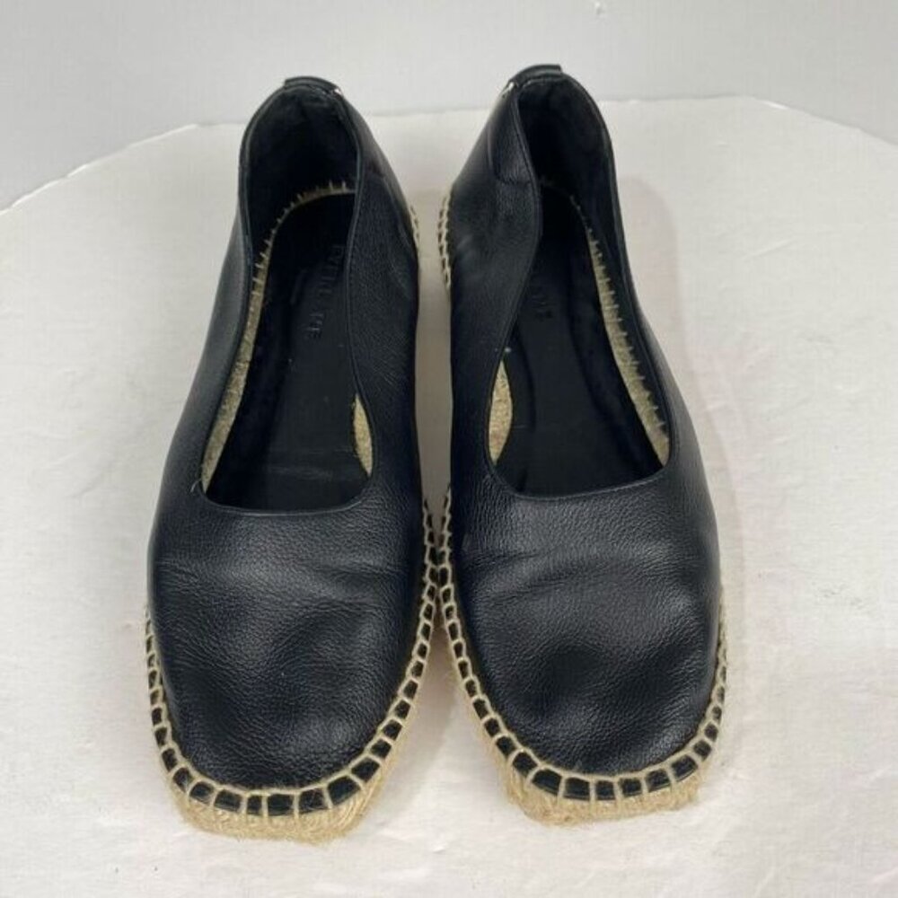 Everlane Womens, Shoes black leather and jute espadrille size 8 black.
